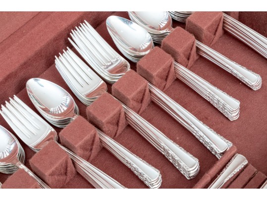 Holmes & Edwards Silver Plated Flatware Service With Storage Case