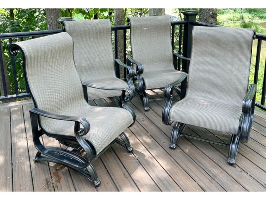 Set Of Four Sunbrella Outdoor Glider Armchairs
