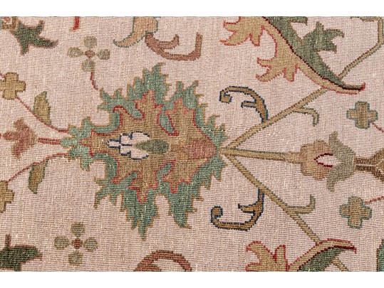 Hand Knotted Wool Flat Weave Indo-Persian Heriz Carpet, 14' X 10'