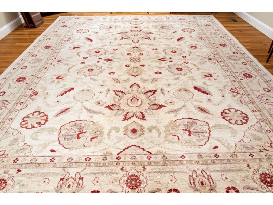 Hand Knotted Wool Oushak Style Carpet, 15'-7