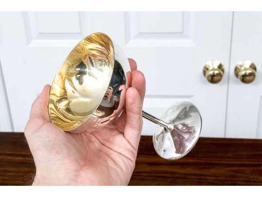 Set Of Six Euro Silver Golden Plated 24 KT Silver Plated Stemmed Coupes