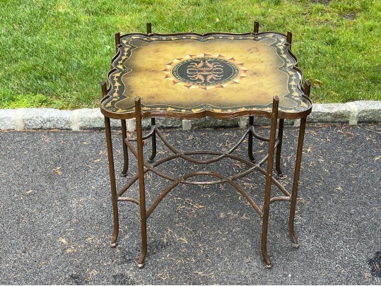 Chinoiserie Faux Bois Gilded Iron And Tole Cocktail Table, Likely Maitland-Smith