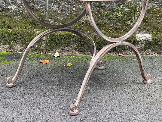 Art Nouveau Style Upholstered Wrought Iron Bistro Side Chair