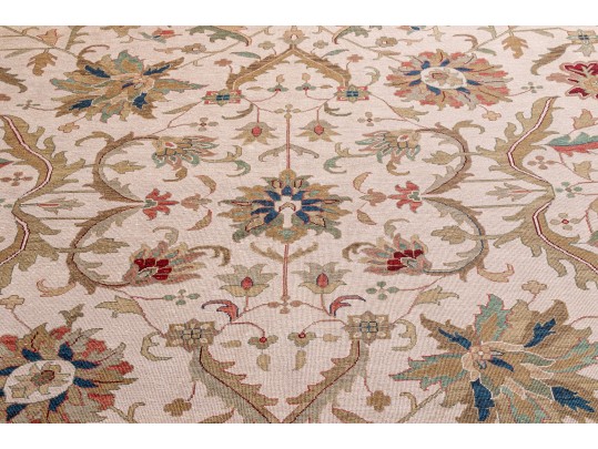Hand Knotted Wool Flat Weave Indo-Persian Heriz Carpet, 14' X 10'