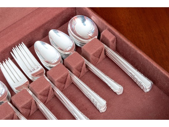 Holmes & Edwards Silver Plated Flatware Service With Storage Case