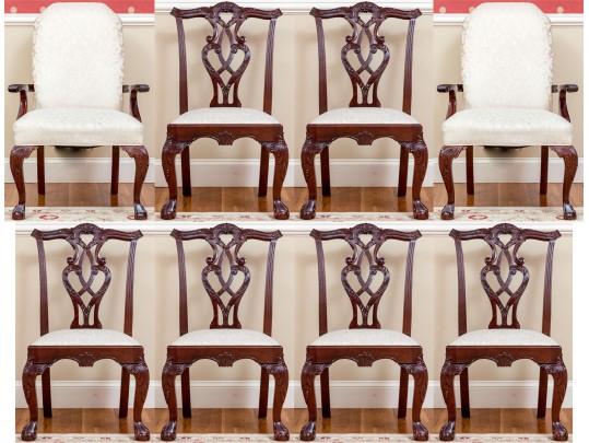 Quality Set Of Eight Mahogany Chippendale Style Dining Chairs