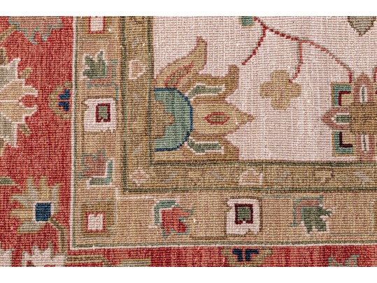 Hand Knotted Wool Flat Weave Indo-Persian Heriz Carpet, 14' X 10'