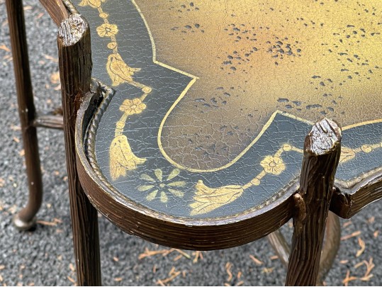 Chinoiserie Faux Bois Gilded Iron And Tole Cocktail Table, Likely Maitland-Smith