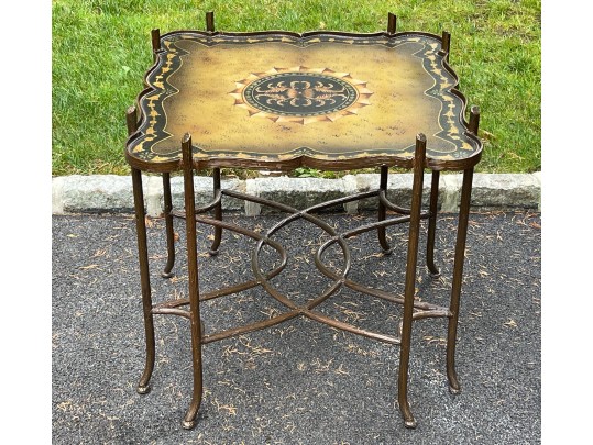 Chinoiserie Faux Bois Gilded Iron And Tole Cocktail Table, Likely Maitland-Smith