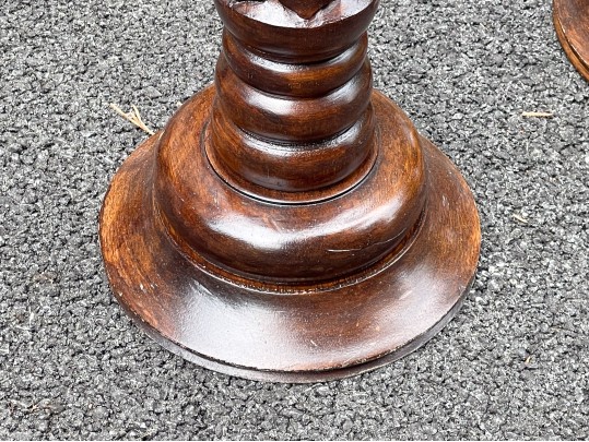 Decorative Set Of Three Carved Floor Pricket Candlesticks