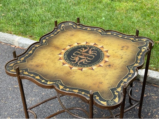 Chinoiserie Faux Bois Gilded Iron And Tole Cocktail Table, Likely Maitland-Smith