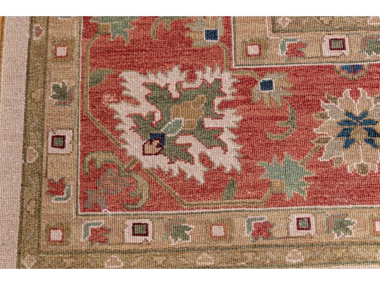 Hand Knotted Wool Flat Weave Indo-Persian Heriz Carpet, 14' X 10'