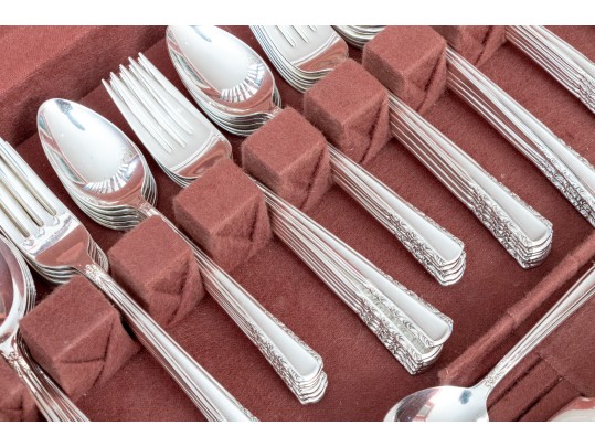 Holmes & Edwards Silver Plated Flatware Service With Storage Case