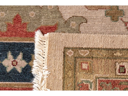 Hand Knotted Wool Flat Weave Indo-Persian Heriz Carpet, 14' X 10'