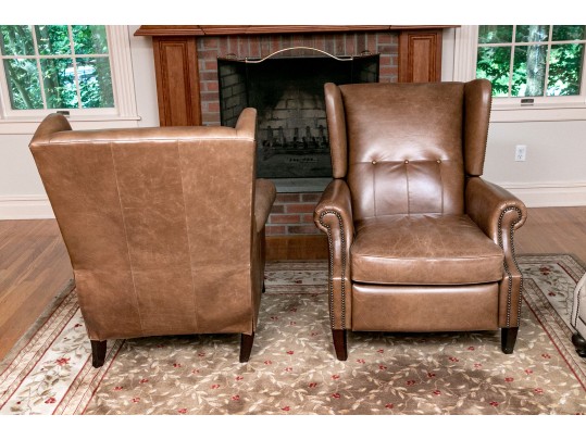 Bernhardt Pair Of Luxurious Reclining Leather Upholstered Lounge Chairs