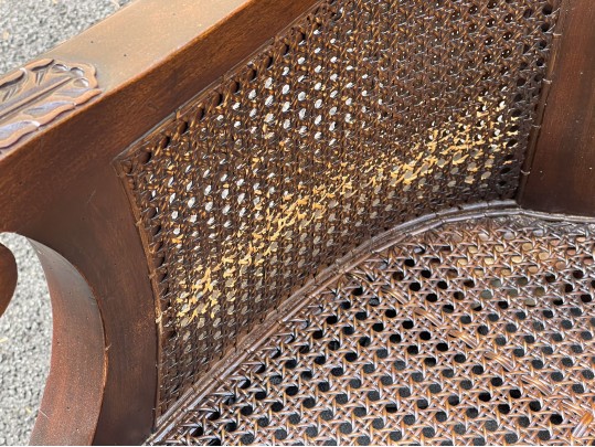Persnickety British Colonial Style Caned Armchair