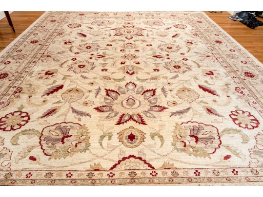 Hand Knotted Wool Oushak Style Carpet, 15'-7