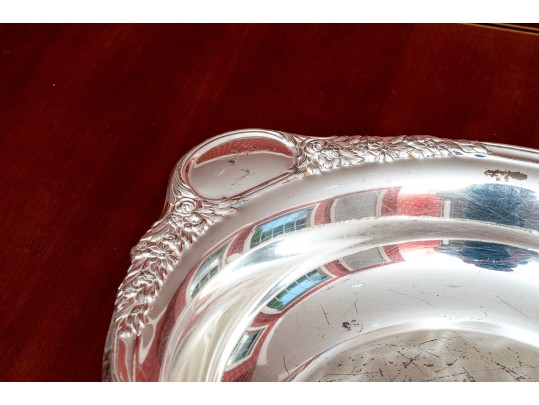Gorham Brass Two Handled Serving Tray With Tarnish Resistant Silverplated Bowl