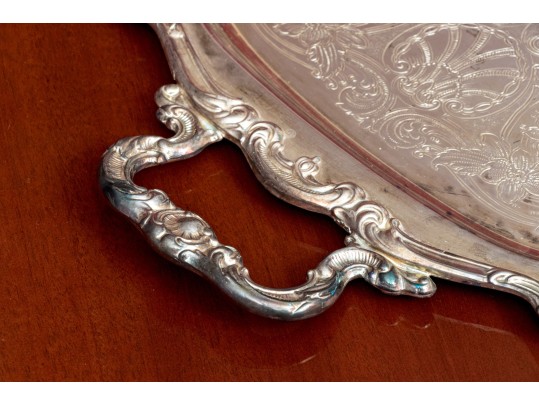 Gorham Brass Two Handled Serving Tray With Tarnish Resistant Silverplated Bowl