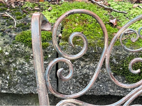 Art Nouveau Style Upholstered Wrought Iron Bistro Side Chair