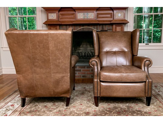 Bernhardt Pair Of Luxurious Reclining Leather Upholstered Lounge Chairs