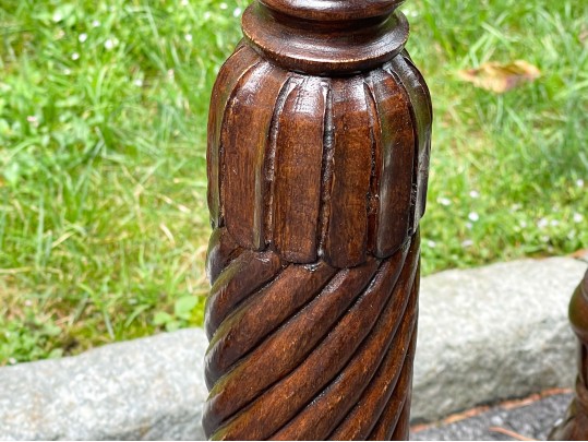 Decorative Set Of Three Carved Floor Pricket Candlesticks