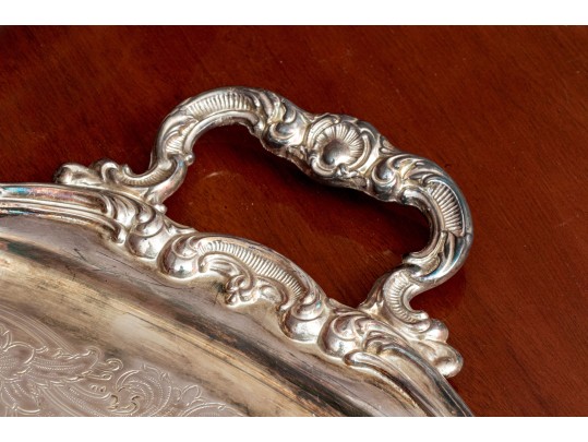 Gorham Brass Two Handled Serving Tray With Tarnish Resistant Silverplated Bowl