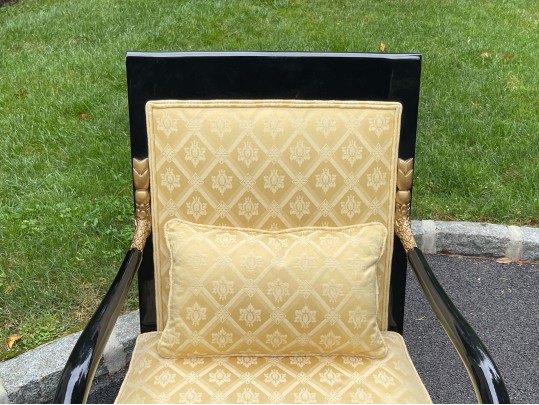 Pair Of Century Furniture. Egyptian Revival Black Lacquered Armchairs