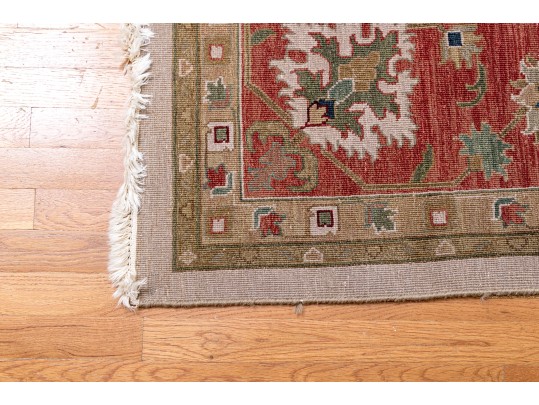 Hand Knotted Wool Flat Weave Indo-Persian Heriz Carpet, 14' X 10'