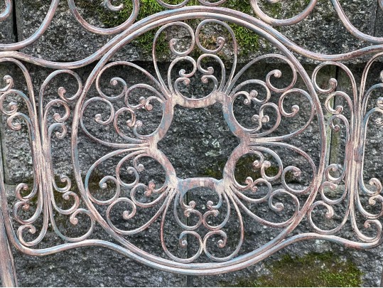 Art Nouveau Style Upholstered Wrought Iron Bistro Side Chair