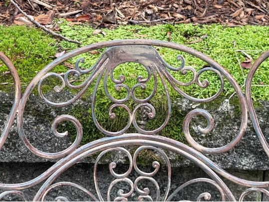 Art Nouveau Style Upholstered Wrought Iron Bistro Side Chair