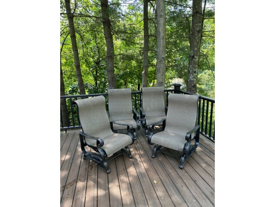 Set Of Four Sunbrella Outdoor Glider Armchairs