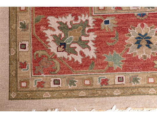 Hand Knotted Wool Flat Weave Indo-Persian Heriz Carpet, 14' X 10'
