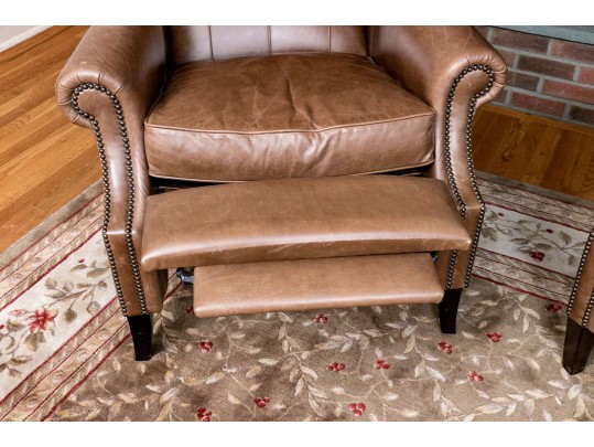 Bernhardt Pair Of Luxurious Reclining Leather Upholstered Lounge Chairs