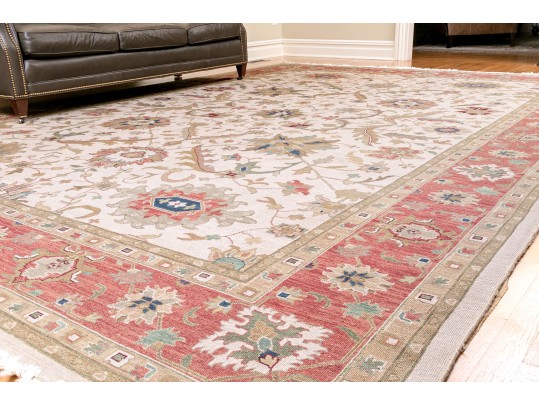 Hand Knotted Wool Flat Weave Indo-Persian Heriz Carpet, 14' X 10'