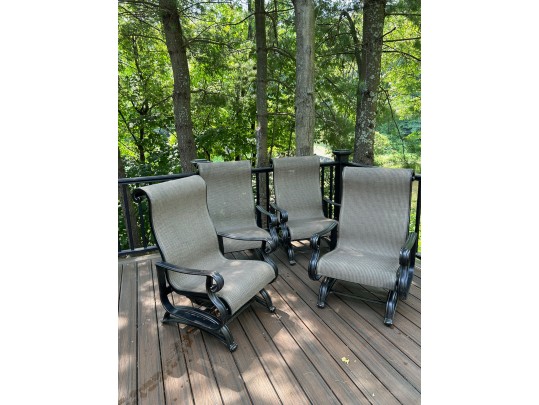Set Of Four Sunbrella Outdoor Glider Armchairs