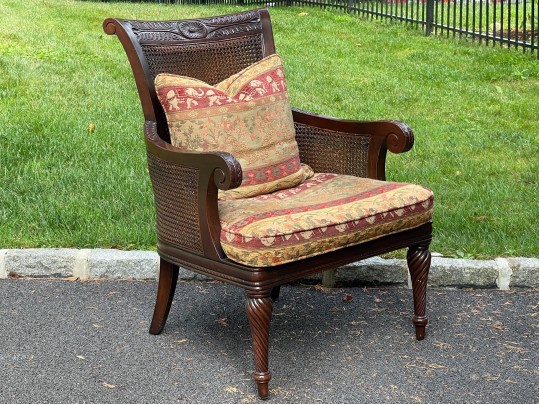 Persnickety British Colonial Style Caned Armchair