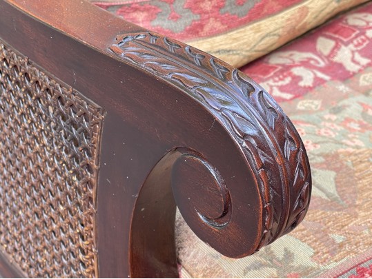 Persnickety British Colonial Style Caned Armchair
