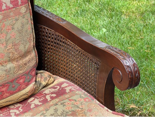 Persnickety British Colonial Style Caned Armchair