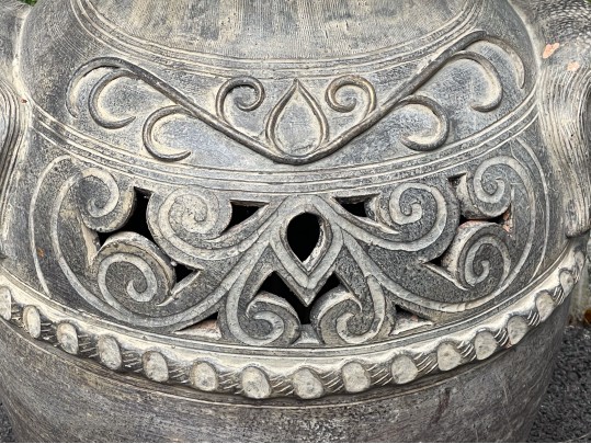 Ornate Large Ceramic Floor Vase With Faux Floral Bouquet