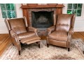 Bernhardt Pair Of Luxurious Reclining Leather Upholstered Lounge Chairs