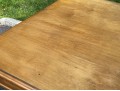 Stately Well Carved And Finished Trestle Table On Two Ends With Glass Top