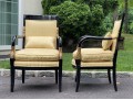 Pair Of Century Furniture. Egyptian Revival Black Lacquered Armchairs