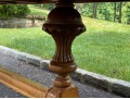 Stately Well Carved And Finished Trestle Table On Two Ends With Glass Top