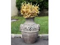 Ornate Large Ceramic Floor Vase With Faux Floral Bouquet