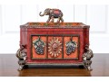 Ornately Decorative Hinged Jewelry Casket With Elephant Motifs