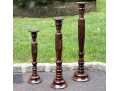Decorative Set Of Three Carved Floor Pricket Candlesticks