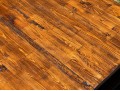 Awesome Industrial Iron Bound Wooden Two Tier Cocktail Table On Large Casters