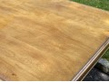 Stately Well Carved And Finished Trestle Table On Two Ends With Glass Top