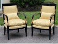 Pair Of Century Furniture. Egyptian Revival Black Lacquered Armchairs